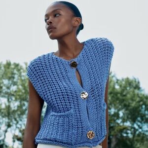 Zara Light Blue Knit Vest